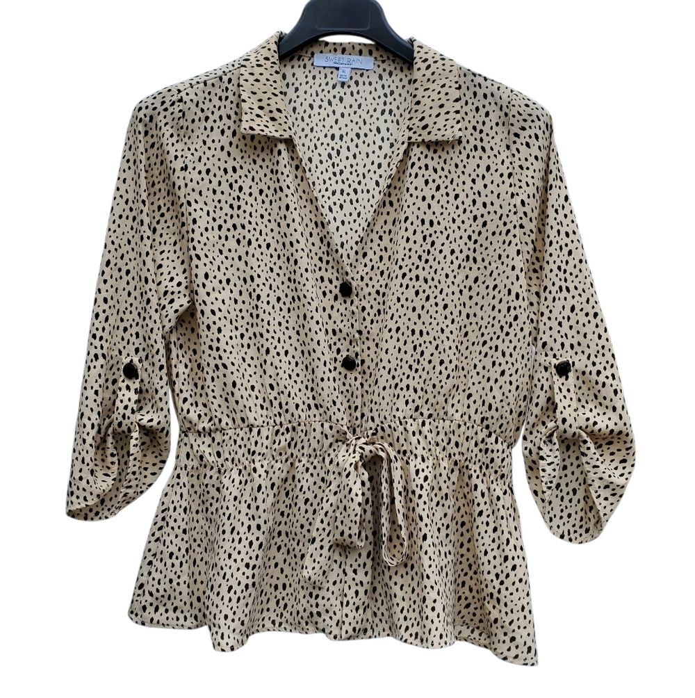 Sweet Rain Extra Large Polka Dot Blouse